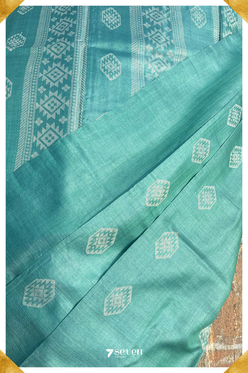 Salvia Chattisgarh Blue Pure Kosa Silk Saree|Silk Mark Certified - Seven Sarees - Saree - Seven Sarees