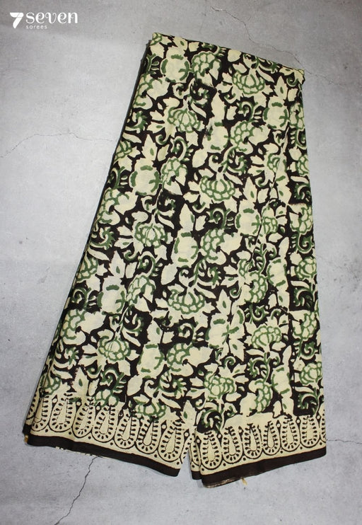 Samaira Jaipur Black Hand Block Printed 100% Cotton Saree - Seven Sarees - Saree - Seven Sarees