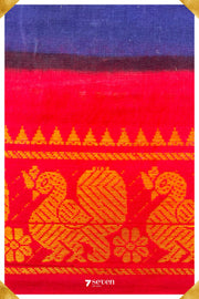 Samandhi Madurai Blue Handmade Pure Cotton Sungudi Kolam Lines Saree - Seven Sarees - Saree - Seven Sarees