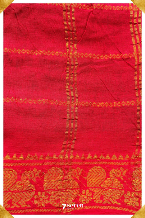 Samandhi Madurai Blue Handmade Pure Cotton Sungudi Kolam Lines Saree - Seven Sarees - Saree - Seven Sarees