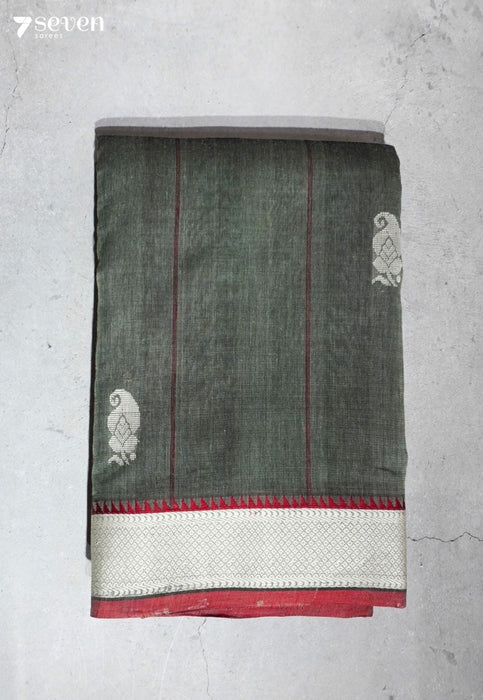 Samhara Signature Seven Handloom Grey Bangalore Pure Cotton Saree - Seven Sarees - Saree - Seven Sarees