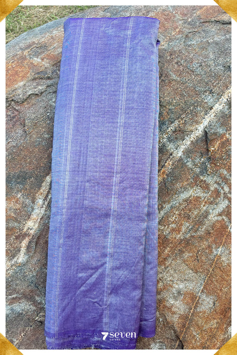 Sampige Signature Seven Handloom Shiny Violet/Blue Bangalore Silk Cotton Saree - Seven Sarees - Saree - Seven Sarees