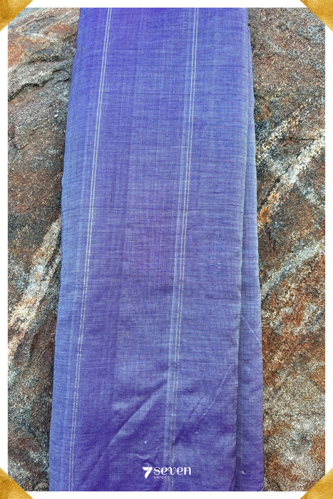 Sampige Signature Seven Handloom Shiny Violet/Blue Bangalore Silk Cotton Saree - Seven Sarees - Saree - Seven Sarees