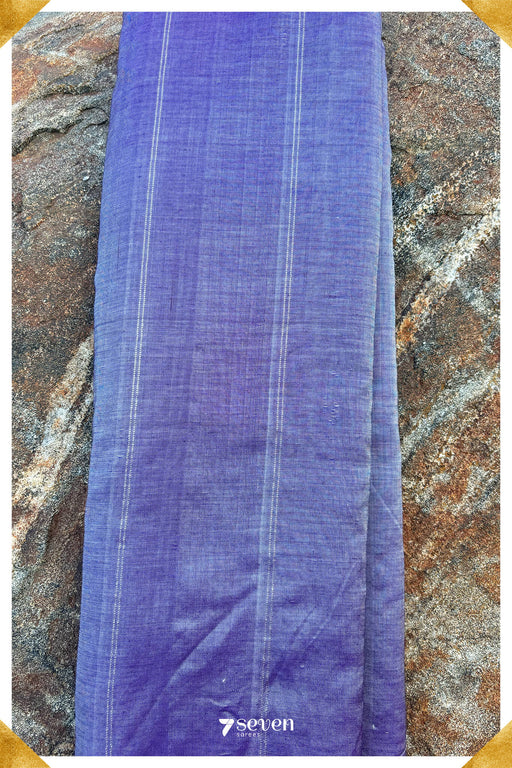 Sampige Signature Seven Handloom Shiny Violet/Blue Bangalore Silk Cotton Saree - Seven Sarees - Saree - Seven Sarees