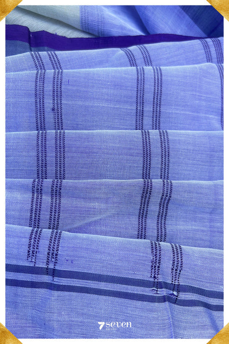 Sampige Signature Seven Handloom Shiny Violet/Blue Bangalore Silk Cotton Saree - Seven Sarees - Saree - Seven Sarees