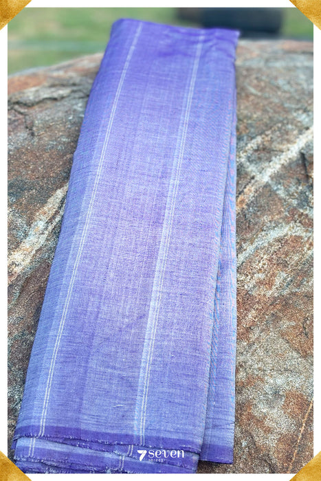 Sampige Signature Seven Handloom Shiny Violet/Blue Bangalore Silk Cotton Saree - Seven Sarees - Saree - Seven Sarees