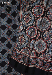 Samyati Kutch Black Pure Handmade Ajrakh Modal with Handpasted Mirrors - view 5