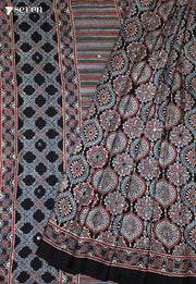 Samyati Kutch Black Pure Handmade Ajrakh Modal with Handpasted Mirrors - view 1