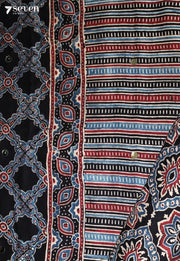 Samyati Kutch Black Pure Handmade Ajrakh Modal with Handpasted Mirrors - view 3