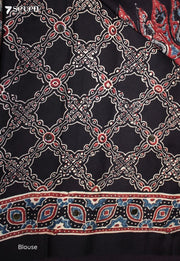 Samyati Kutch Black Pure Handmade Ajrakh Modal with Handpasted Mirrors - view 4