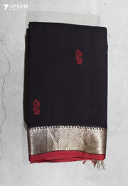 Samyika Signature Seven Handloom Black Bangalore Pure Cotton Saree - Seven Sarees - Saree - Seven Sarees
