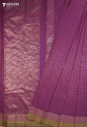 Sarunthi Signature Seven Handloom Purple Bangalore Pure Cotton Saree - Seven Sarees - Saree - Seven Sarees