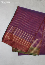 Sarunthi Signature Seven Handloom Purple Bangalore Pure Cotton Saree - Seven Sarees - Saree - Seven Sarees