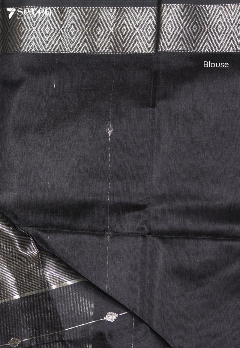Sattvika Maheshwari Handloom Black Silk Cotton Saree - Seven Sarees - Seven Sarees