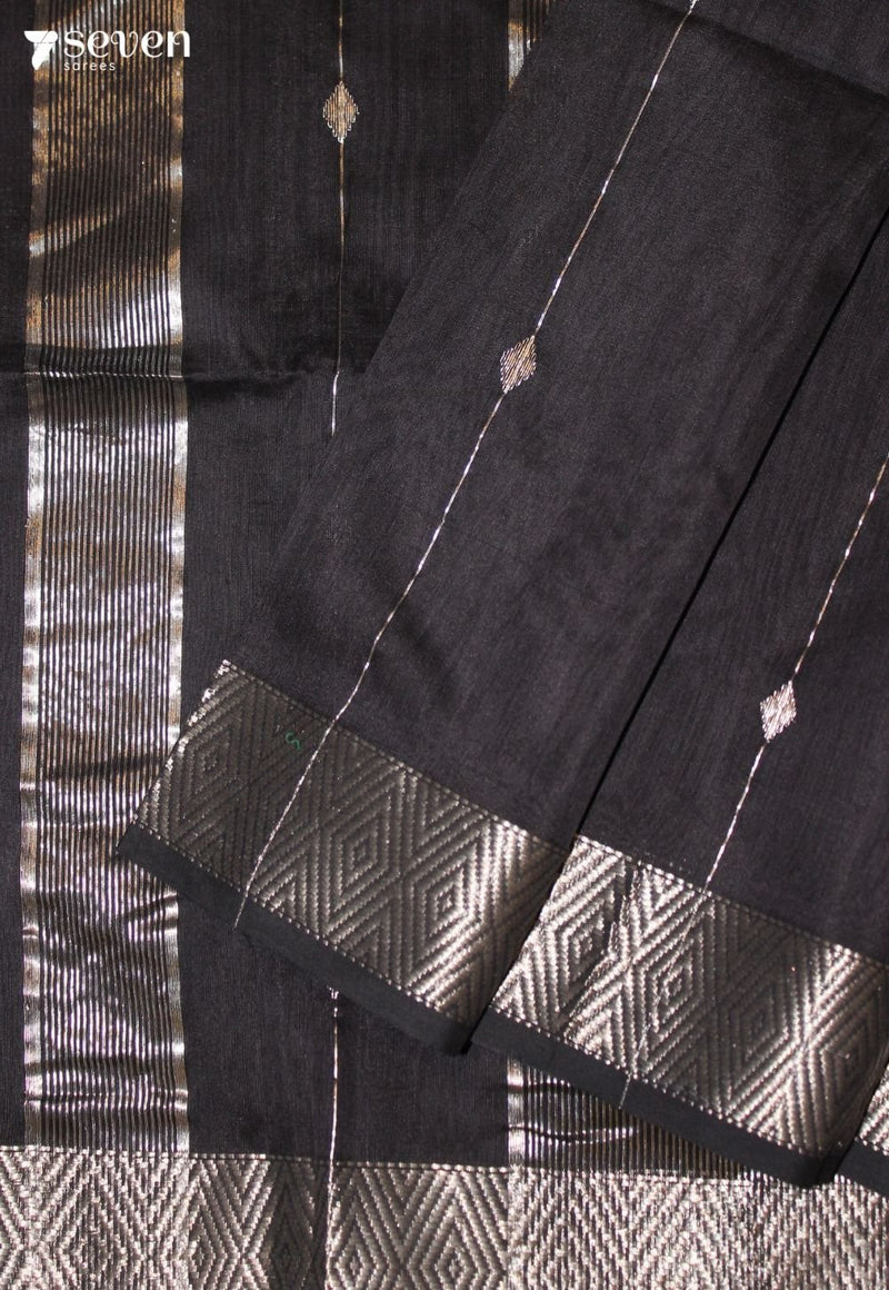 Sattvika Maheshwari Handloom Black Silk Cotton Saree - Seven Sarees - Seven Sarees