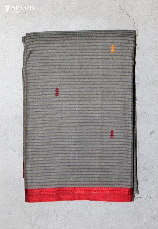 Selavi Signature Seven Handloom Grey Bangalore Pure Cotton Saree - Seven Sarees - Saree - Seven Sarees