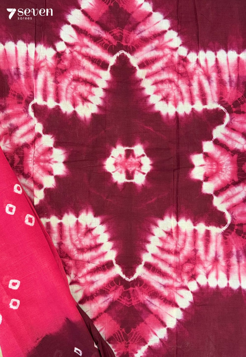 Sembaruthi Madurai Pink Handmade Pure Cotton Sungudi Saree - Seven Sarees - Saree - Seven Sarees