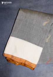 Senrini Signature Seven Handloom Grey Bangalore Pure Silk Cotton Saree - Seven Sarees - Saree - Seven Sarees