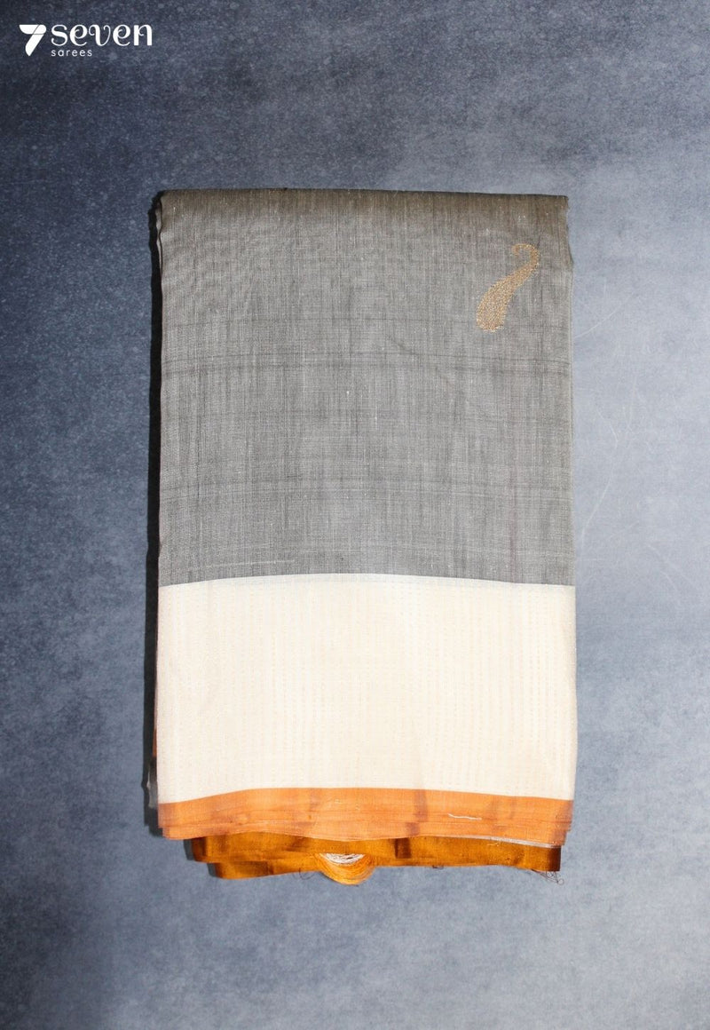 Senrini Signature Seven Handloom Grey Bangalore Pure Silk Cotton Saree - Seven Sarees - Saree - Seven Sarees