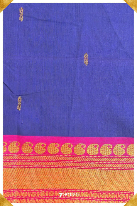 Shaila Madurai Purple Pure Cotton Saree - Seven Sarees - Saree - Seven Sarees