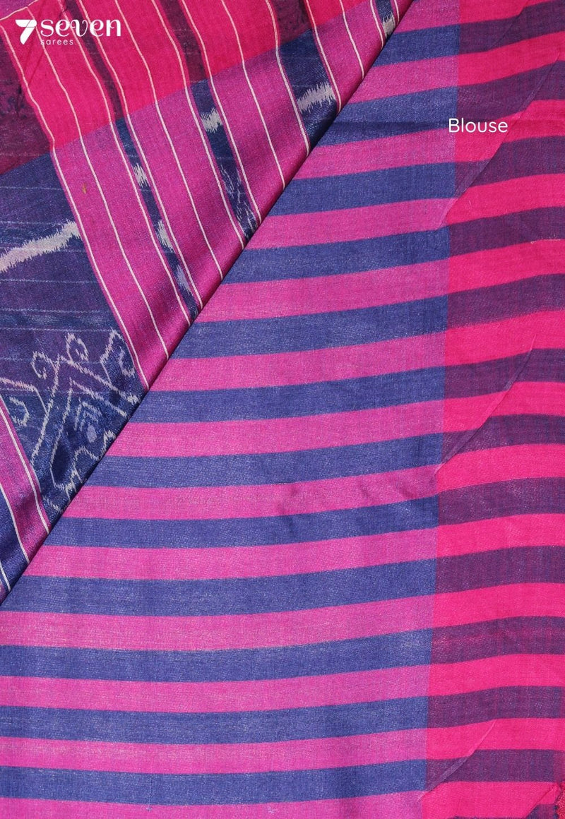 Shailaja Handloom Off-White Pure Tussar Silk Saree with Cotton Ikkat Pallu - Seven Sarees - Saree - Seven Sarees