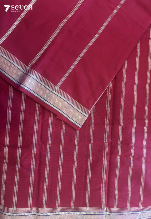 Shakti Signature Seven Handloom Red Bangalore Pure Cotton Saree - Seven Sarees - Saree - Seven Sarees