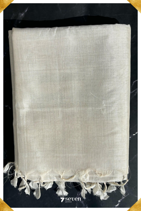 Shakunthala Mangalagiri Handloom White Vegan Silk Saree - Seven Sarees - Saree - Seven Sarees