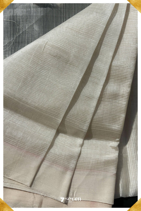 Shakunthala Mangalagiri Handloom White Vegan Silk Saree - Seven Sarees - Saree - Seven Sarees