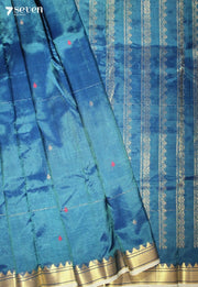 Sharada Signature Seven Handloom Blue Bangalore Vegan Silk Saree - Seven Sarees - Saree - Seven Sarees