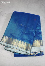 Sharada Signature Seven Handloom Blue Bangalore Vegan Silk Saree - Seven Sarees - Saree - Seven Sarees