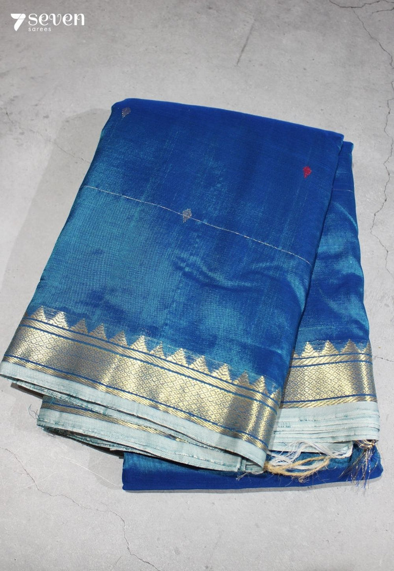 Sharada Signature Seven Handloom Blue Bangalore Vegan Silk Saree - Seven Sarees - Saree - Seven Sarees