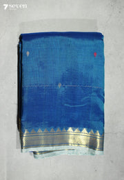 Sharada Signature Seven Handloom Blue Bangalore Vegan Silk Saree - Seven Sarees - Saree - Seven Sarees
