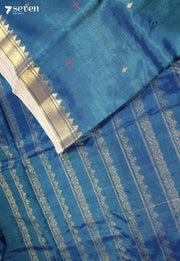 Sharada Signature Seven Handloom Blue Bangalore Vegan Silk Saree - Seven Sarees - Saree - Seven Sarees