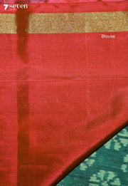 Sharadika Patola Handloom Single Ikat Green Pure Silk Saree | Silk Mark Certified - view 4