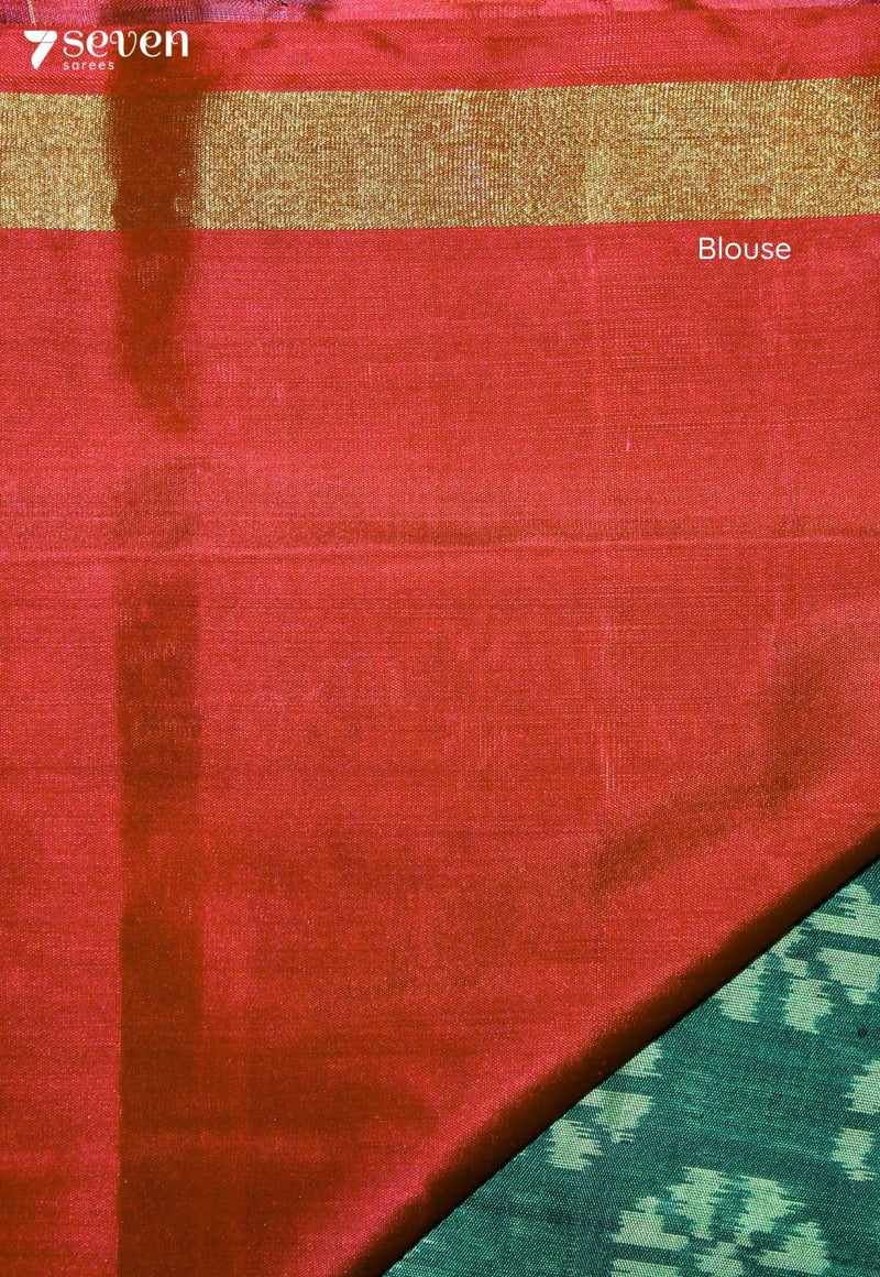 Sharadika Patola Handloom Single Ikat Green Pure Silk Saree | Silk Mark Certified - view 4