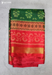 Sharadika Patola Handloom Single Ikat Green Pure Silk Saree | Silk Mark Certified - view 2