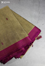 Sharmila Signature Seven Handloom Khakhi Bangalore Pure Cotton Saree - Seven Sarees - Saree - Seven Sarees