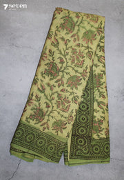 Sharumi Jaipur Green Hand Block Printed Vegetable Dyed 100% Cotton Saree - Seven Sarees - Saree - Seven Sarees