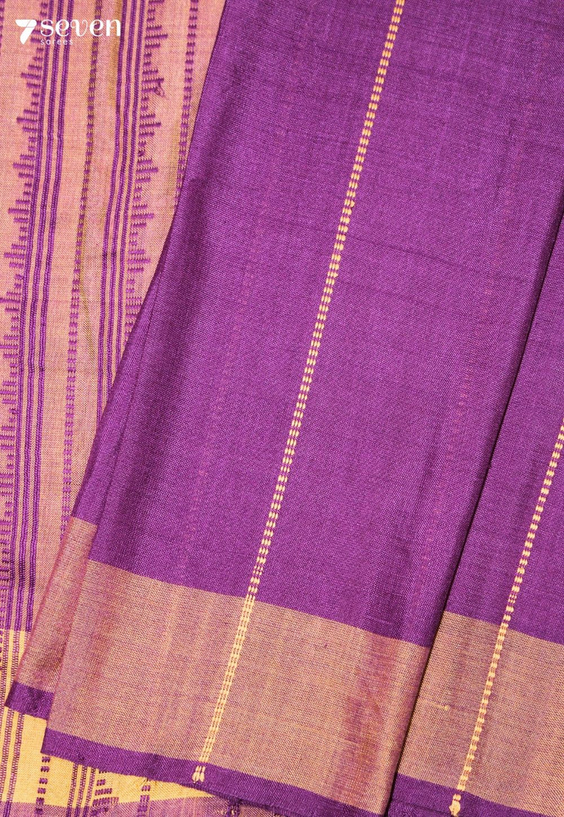 Sharvari Assam 100% Eri Silk Purple Handloom Saree - Seven Sarees - Seven Sarees