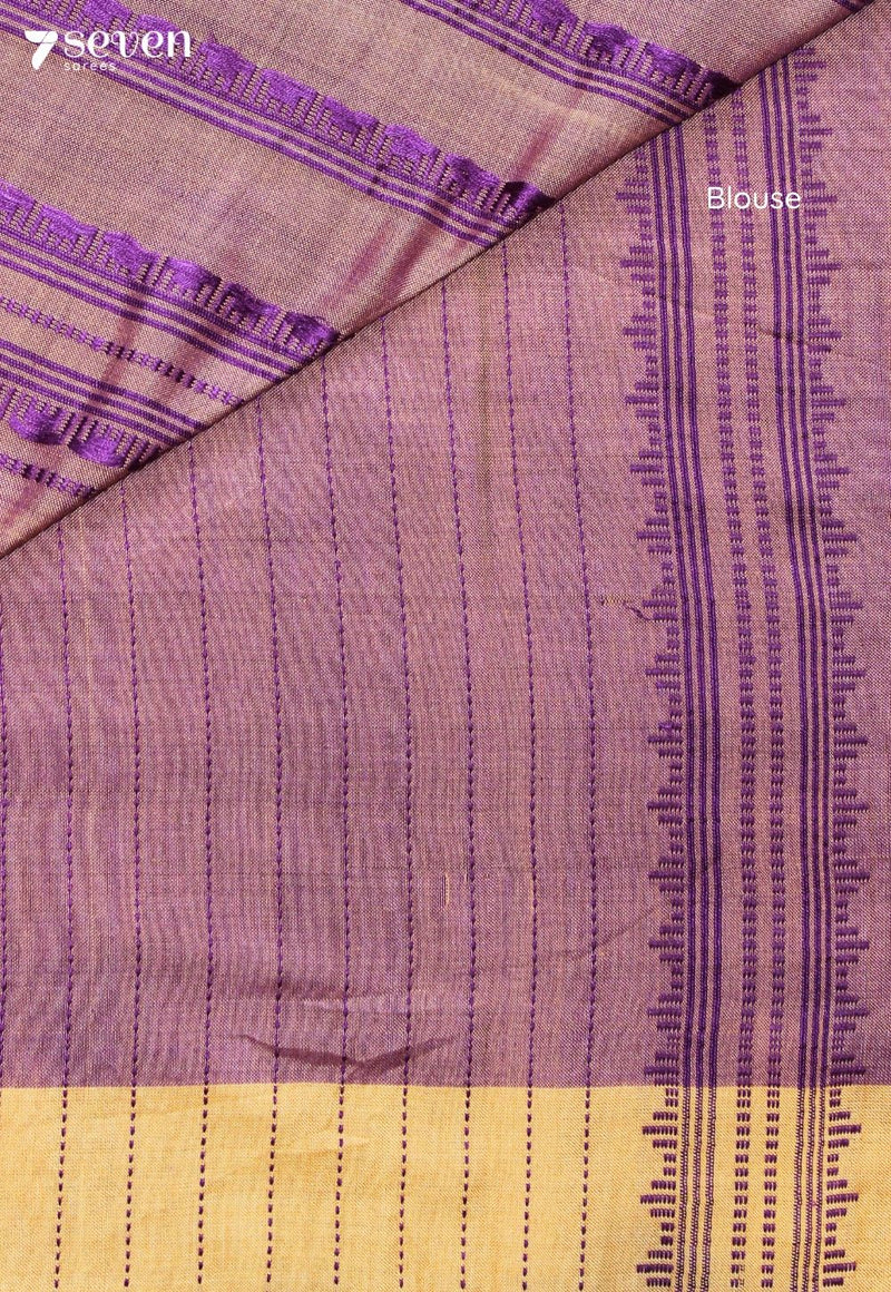 Sharvari Assam 100% Eri Silk Purple Handloom Saree - Seven Sarees - Seven Sarees