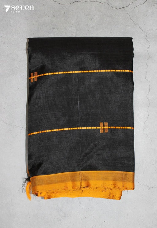 Sharvesha Signature Seven Handloom Black Bangalore Vegan Silk Saree - Seven Sarees - Saree - Seven Sarees