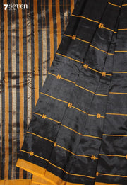 Sharvesha Signature Seven Handloom Black Bangalore Vegan Silk Saree - Seven Sarees - Saree - Seven Sarees