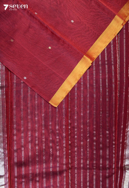 Shauryika Signature Seven Handloom Red Bangalore Pure Silk Cotton Saree - Seven Sarees - Saree - Seven Sarees