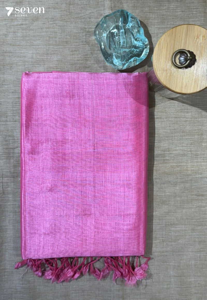Shilpam Mangalagiri Handloom Bubblegum Pink Vegan Silk Saree - Seven Sarees - Saree - Seven Sarees
