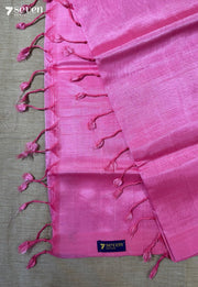 Shilpam Mangalagiri Handloom Bubblegum Pink Vegan Silk Saree - Seven Sarees - Saree - Seven Sarees