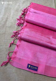 Shilpam Mangalagiri Handloom Bubblegum Pink Vegan Silk Saree - Seven Sarees - Saree - Seven Sarees