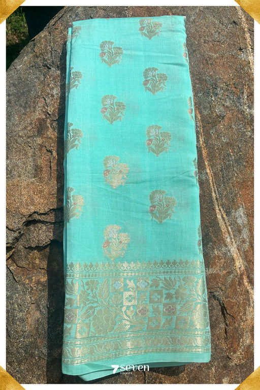 Shipra Benares Pista Green Pure Silk Saree | Silk Mark Certified - Seven Sarees - Saree - Seven Sarees