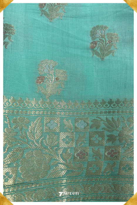 Shipra Benares Pista Green Pure Silk Saree | Silk Mark Certified - Seven Sarees - Saree - Seven Sarees