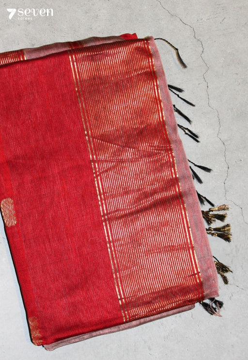 Sholika Maheshwari Handloom Pink Silk Cotton Saree - Seven Sarees - Seven Sarees