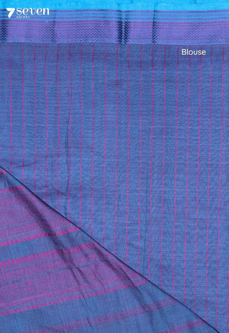 Shonima Signature Seven Handloom Purple Bangalore Pure Cotton Saree - view 4